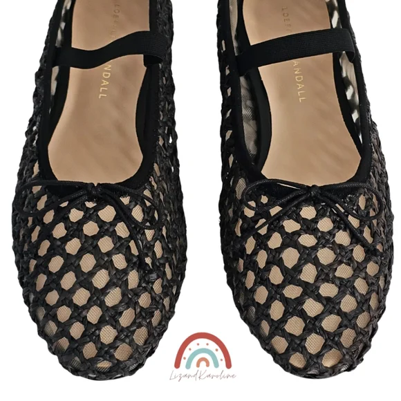 New! Loeffler Randall Leonie Black Crochet Woven Raffia Leather Ballet Flat - Picture 11 of 16